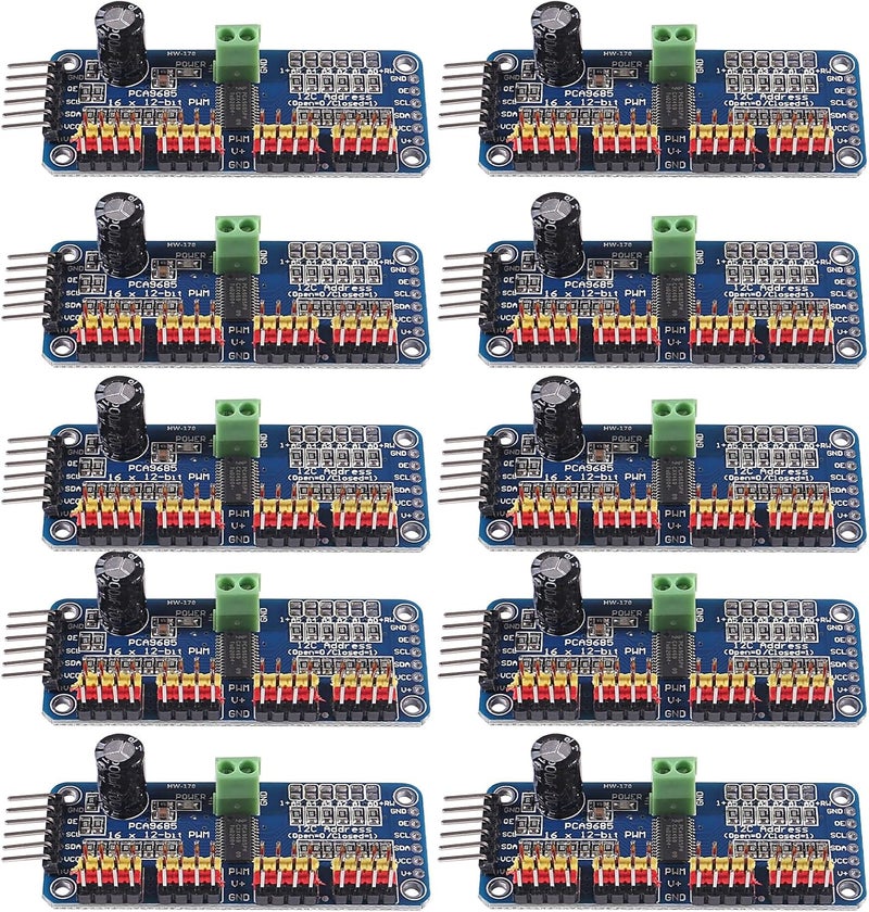 hiBCTR 10 Pieces of PCA9685 16-Channel 12-bit PWM Servo Motor Driver IIC Modules, Suitable for Arduino Robots. - Image 1